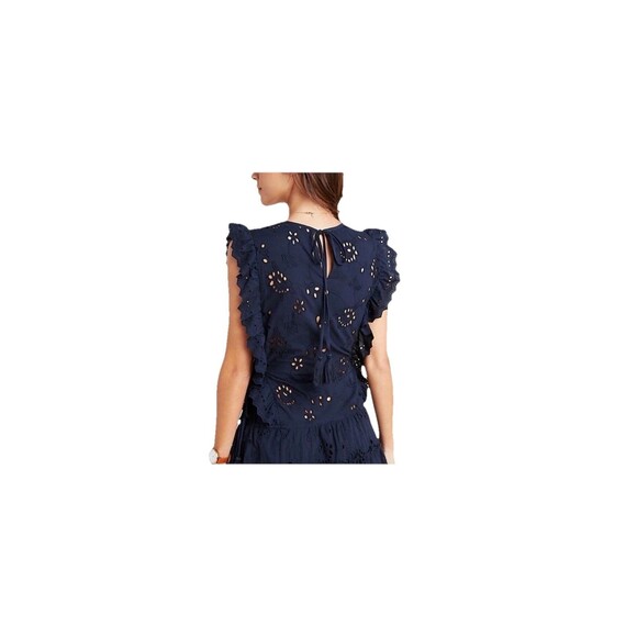 Misa Los Angeles Marieta Size Large Navy Sleeveless Eyelet Tasseled Mini Dress - Picture 3 of 13